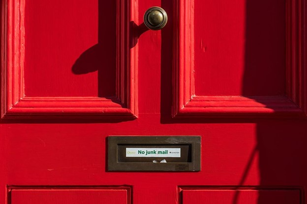 closed red wooden door